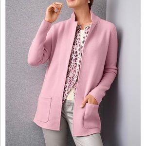 Red open sweater blazer